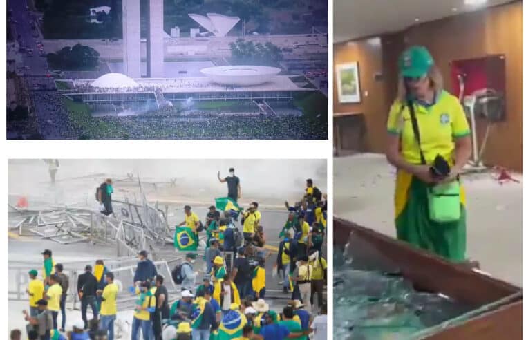 Extremistas terroristas bolsonaristas, vandalizam Planalto, STF e Congresso em Brasília