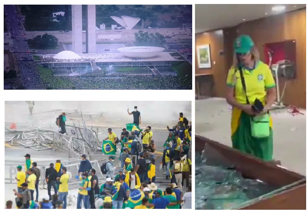 Extremistas terroristas bolsonaristas, vandalizam Planalto, STF e Congresso em Brasília